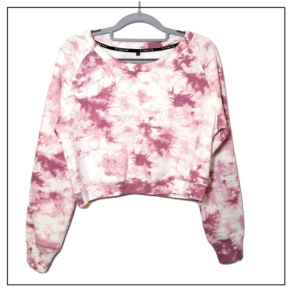 Balance Athletica Sweatshirt‎ M Vitality Crop Tie Dye Fleece Emboss Athleisue